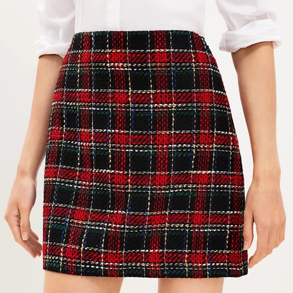 LOFT Plaid Textured Skirt (size 6) NWT